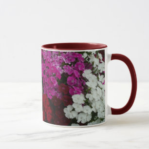 Vita, Rosa och Röda dianthus-Blommigten Mugg