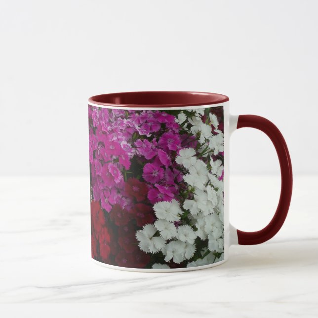 Vita, Rosa och Röda dianthus-Blommigten Mugg (Höger)