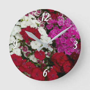 Vita, Rosa och Röda dianthus-Blommigten Rund Klocka