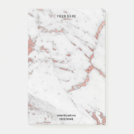 Vita Rosa ros Guld Marble Stone Lux Namn Adress Post-it Block
