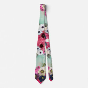 VITA ROSA ROSOR ,ANEMONEBLOMMOR TEAL AKVA BLÅ SLIPS