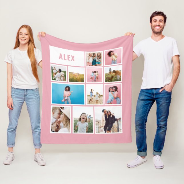 Vita rosa-vänner 12 fotomoderna, enkla, enkla fleecefilt (På plats)