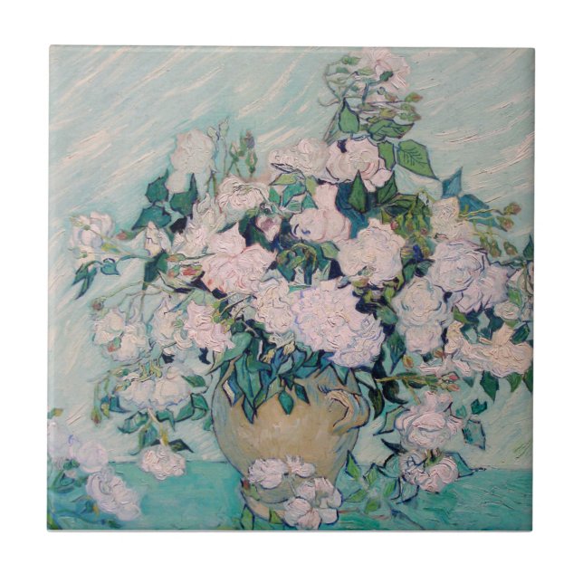 Vita rosor-1890-Vincent van Gogh  Kakelplatta (Framsidan)