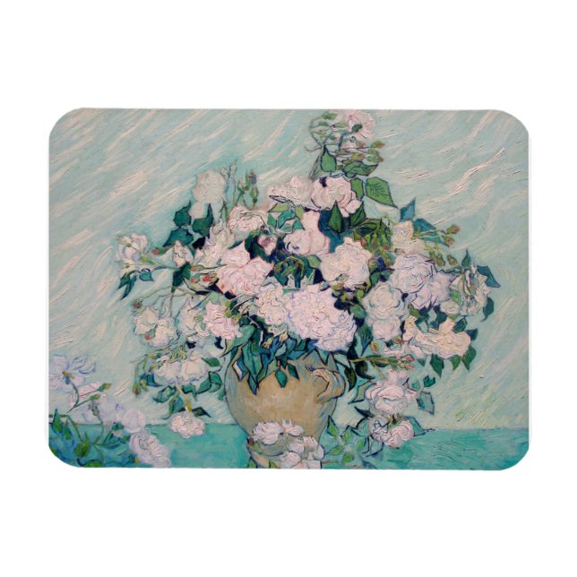 Vita rosor-1890-Vincent van Gogh  Magnet (Horisontell)