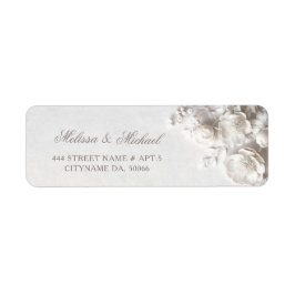 Vita rosor 3D-blommor |  Bröllop Returadress Etikett