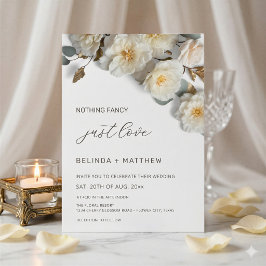 Vita rosor 3D blommor Eleganta vita bröllop Inbjudningar