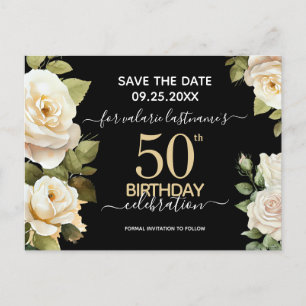 Vita rosor 50-årsdag Spara datum postkort Vykort