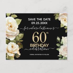 Vita rosor 60-årsdag Spara datum postkort Vykort