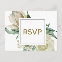 Vita Rosor Akvarell Bröllop RSVP-kort Inbjudan Vykort