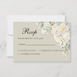 Vita rosor Beige RSVP-kort OSA Kort
