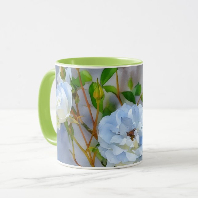 Vita Rosor Blommig Konst Mugg Kopp (Framsida vänster)