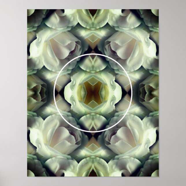 Vita rosor Blommig ram Skapa din egen foto Poster (Framsidan)