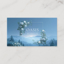 Vita Rosor Blommor och Dimblå Bergsdal Visitkort