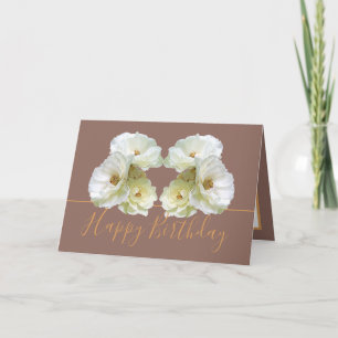 Vita rosor Chic Elegant Blombukett Födelsedag Kort