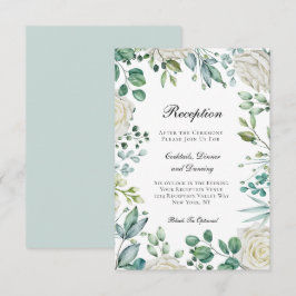 Vita rosor Eucalyptus Botanisk Bröllopsmottagning Tilläggskort