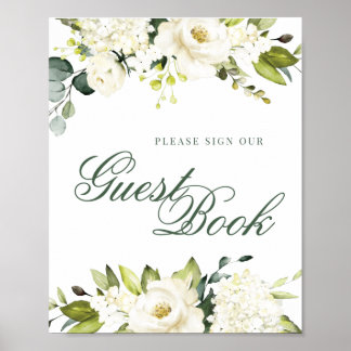 Vita Rosor Gästbok Signatur Poster
