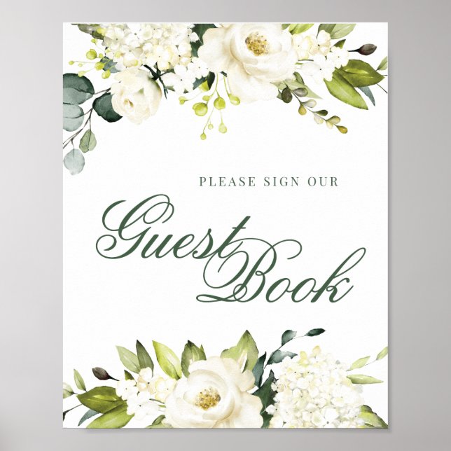 Vita Rosor Gästbok Signatur Poster (Framsidan)