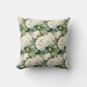Vita rosor Klassisk blomster Kudde