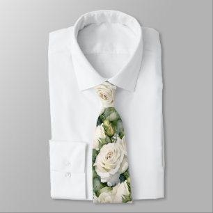 Vita Rosor Klassisk Formell Blommig Slip Slips