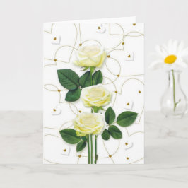 Vita rosor och hjärtan kort