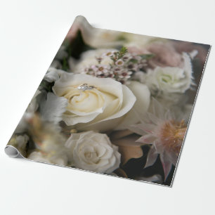 Vita rosor och vigselringar presentpapper