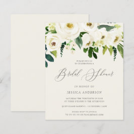 Vita rosor på en budget bröllopsfestinbjudan