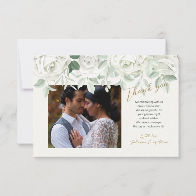 Vita Rosor Tacksamhetskort Tack Kort (Framsida)