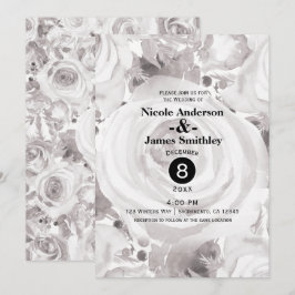 Vita Rustika Vinterrosor Eleganta Bröllop Inbjudningar