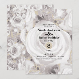 Vita Rustika Vinterrosor Kraft Bröllop Inbjudningar