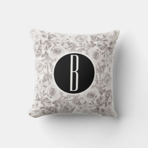 Vita Rustika Vinterrosor Monogram Bokstav Initial Kudde