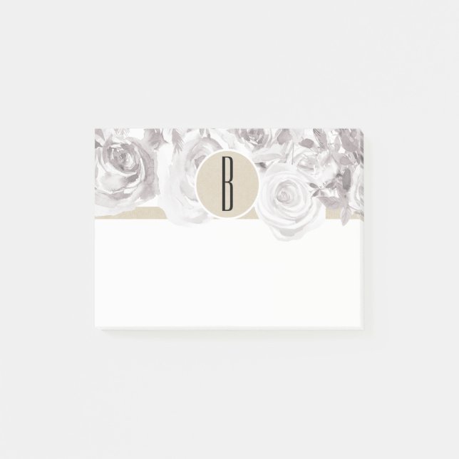 Vita Rustika Vinterrosor Shabby Chic Eleganta Post-it Block (Framsida)