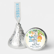 Vita safari-djur, babyduschgojsetikett.