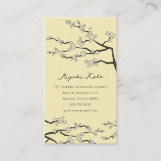 Vita Sakura Orientala Körsbärsblommor Elegant Chic Visitkort