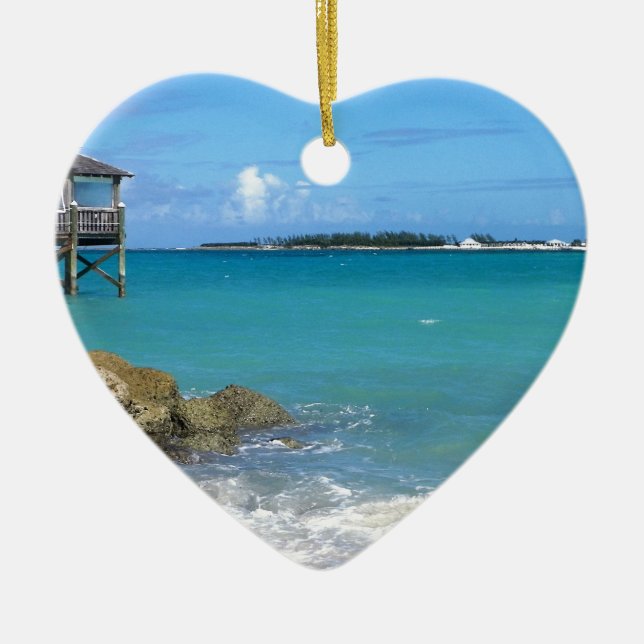 Vita sandstränderna i Bahamas Julgransprydnad Keramik (Framsidan)