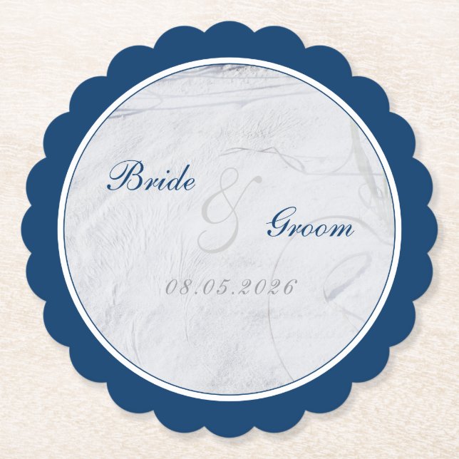 Vita Sandy Beach Wedding Underlägg Papper (Framsida)