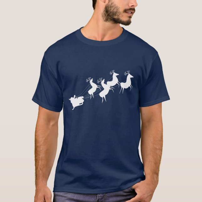 Vita Sants Sleigh Reindeer T Shirt (Framsida)