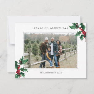 Vita säsongens hälsningar Julfotfoto Anpassningsba Julkort