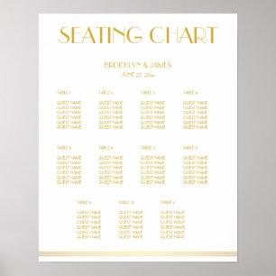 Vita sätesschemat och sätesschemat Guld Bröllop Po Poster