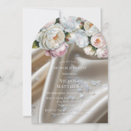 Vita Satinrosor och Peony Brunch & Bubbly Inbjudningar