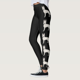 Vita schäferhundar Vita GSD söta tecknade hundar Leggings