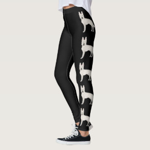 Vita schäferhundar Vita GSD söta tecknade hundar Leggings