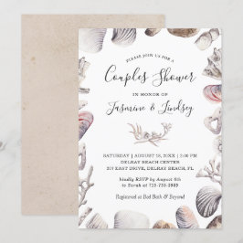 Vita Sea Snäcka Beach Wedding Par Shower Inbjudningar