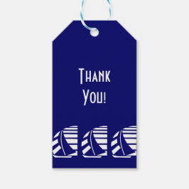 Vita segelbåtar på Märkrn Blå Anpassningsbar Tack Presentetikett