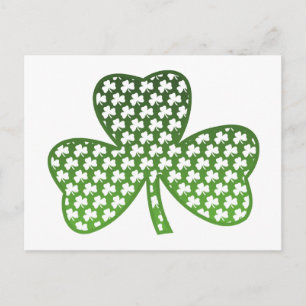 Vita Shamrocks i Grönt Shamrock Postcard Vykort