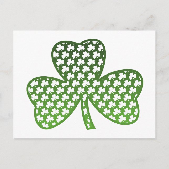Vita Shamrocks i Grönt Shamrock Postcard Vykort (Framsida)