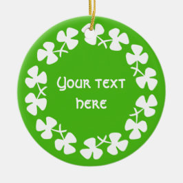 Vita Shamrocks Kant Lägg till text Julgransprydnad Keramik