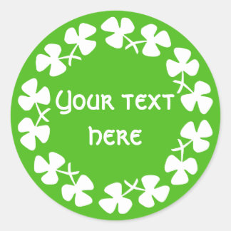 Vita Shamrocks Kant Lägg till text Runt Klistermärke