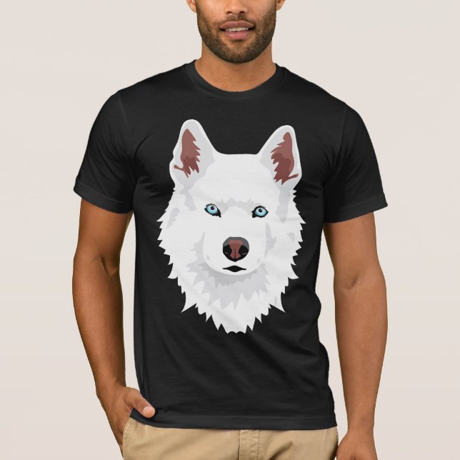 Vita Siberian husky Hund - Vita Snö Hund T Shirt (Framsida)