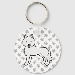 Vita Siberian husky Tecknad hund & Tass Nyckelring