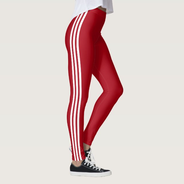 Vita sidostreck Röda Leggings Välj dina färger (Höger)